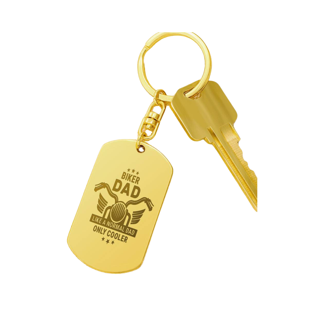 Create a unique keepsake with our Engraved Dog Tag Keychain. This high-quality stainless steel piece can be customized on the back in a scripted font, with 2 lines of text, up to 20 characters each.