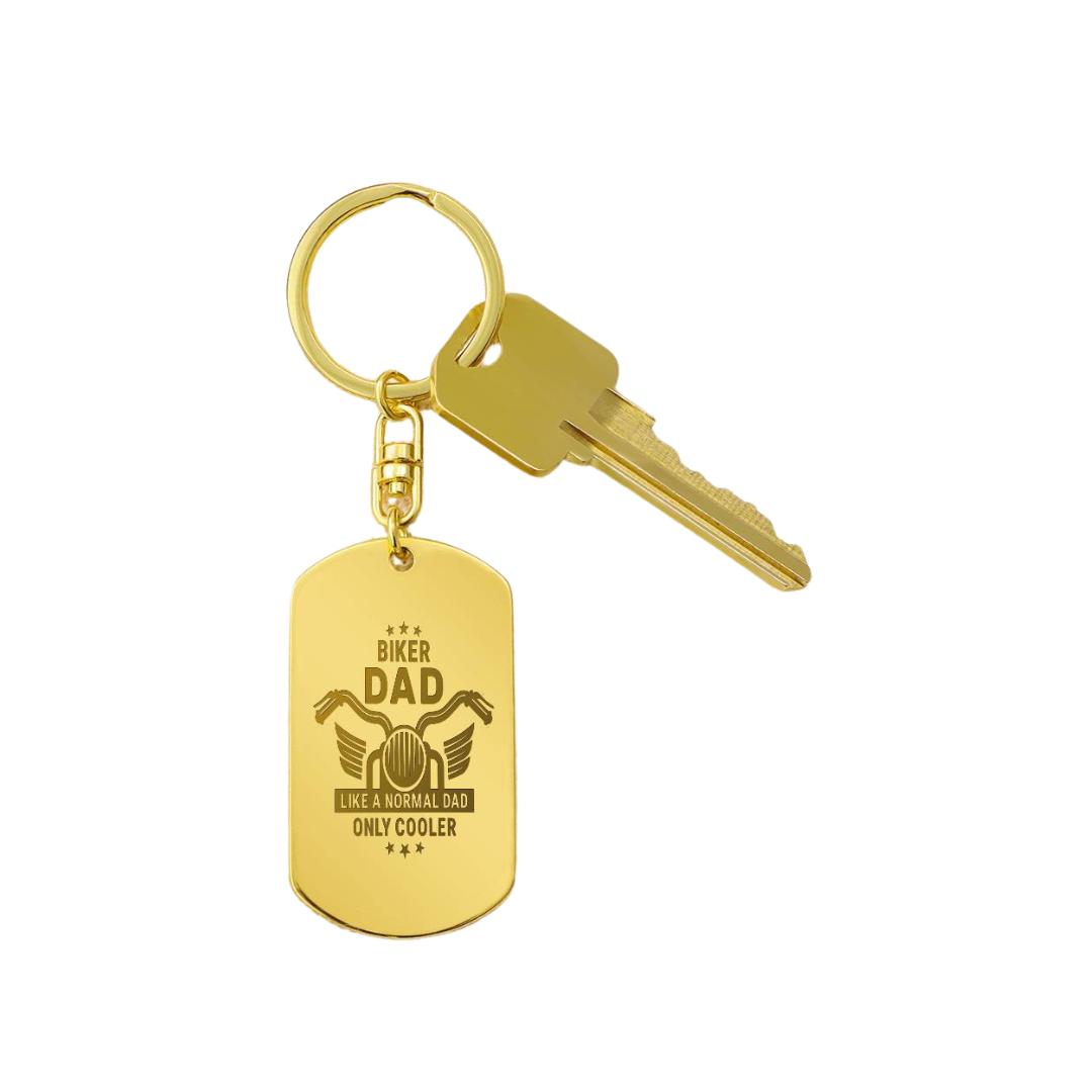 Create a unique keepsake with our Engraved Dog Tag Keychain. This high-quality stainless steel piece can be customized on the back in a scripted font, with 2 lines of text, up to 20 characters each.