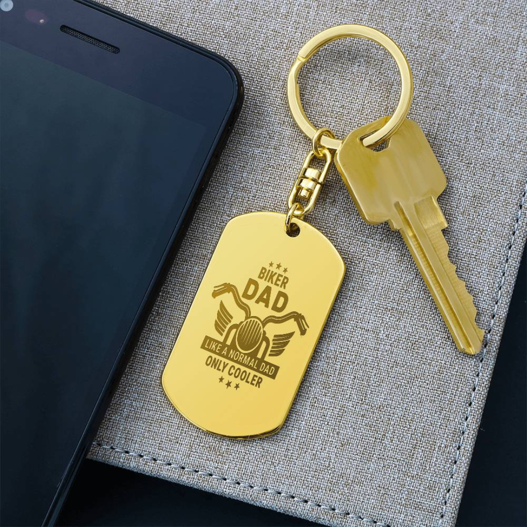 Create a unique keepsake with our Engraved Dog Tag Keychain. This high-quality stainless steel piece can be customized on the back in a scripted font, with 2 lines of text, up to 20 characters each.