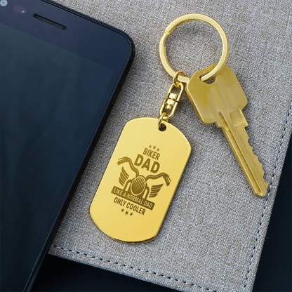Create a unique keepsake with our Engraved Dog Tag Keychain. This high-quality stainless steel piece can be customized on the back in a scripted font, with 2 lines of text, up to 20 characters each.