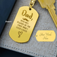 Create a unique keepsake with our Engraved Dog Tag Keychain. This high-quality stainless steel piece can be customized on the back in a scripted font, with 2 lines of text, up to 20 characters each.