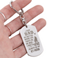 Create a unique keepsake with our Engraved Dog Tag Keychain. This high-quality stainless steel piece can be customized on the back in a scripted font, with 2 lines of text, up to 20 characters each.