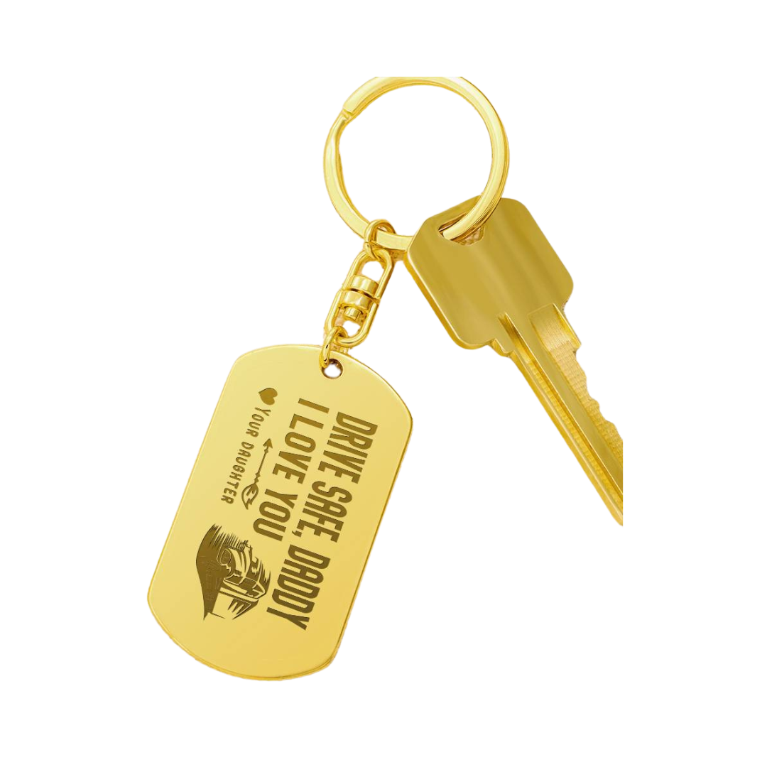 Create a unique keepsake with our Engraved Dog Tag Keychain. This high-quality stainless steel piece can be customized on the back in a scripted font, with 2 lines of text, up to 20 characters each.