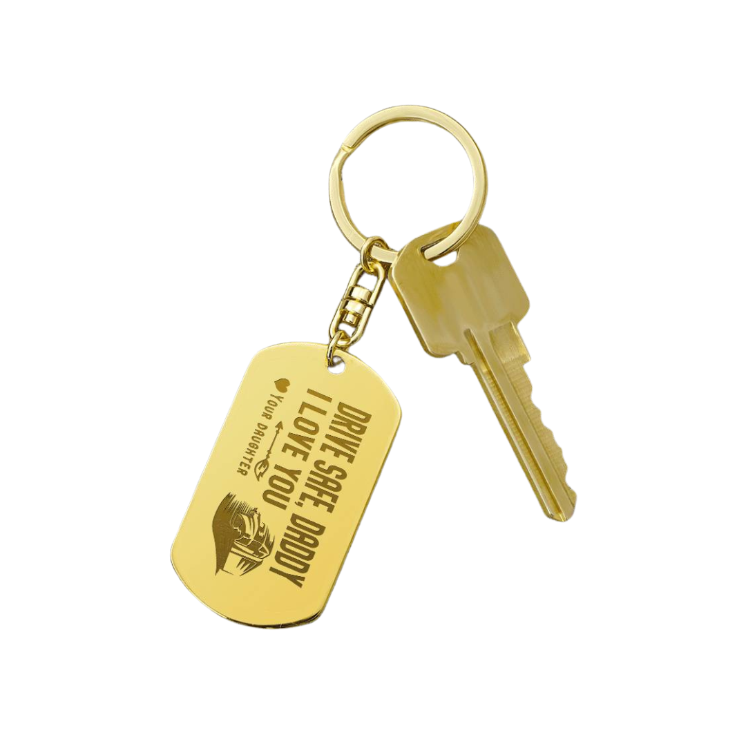 Create a unique keepsake with our Engraved Dog Tag Keychain. This high-quality stainless steel piece can be customized on the back in a scripted font, with 2 lines of text, up to 20 characters each.