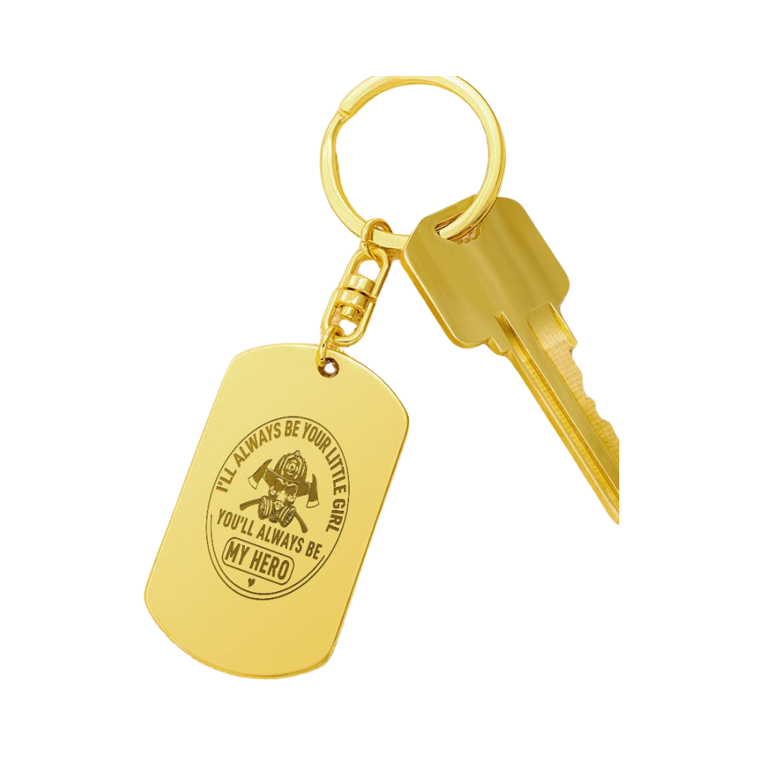 Create a unique keepsake with our Engraved Dog Tag Keychain. This high-quality stainless steel piece can be customized on the back in a scripted font, with 2 lines of text, up to 20 characters each.