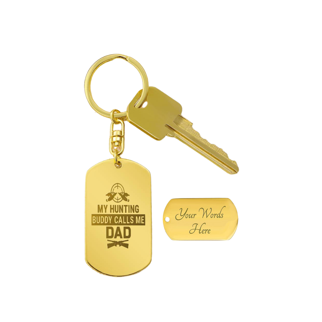Create a unique keepsake with our Engraved Dog Tag Keychain. This high-quality stainless steel piece can be customized on the back in a scripted font, with 2 lines of text, up to 20 characters each.