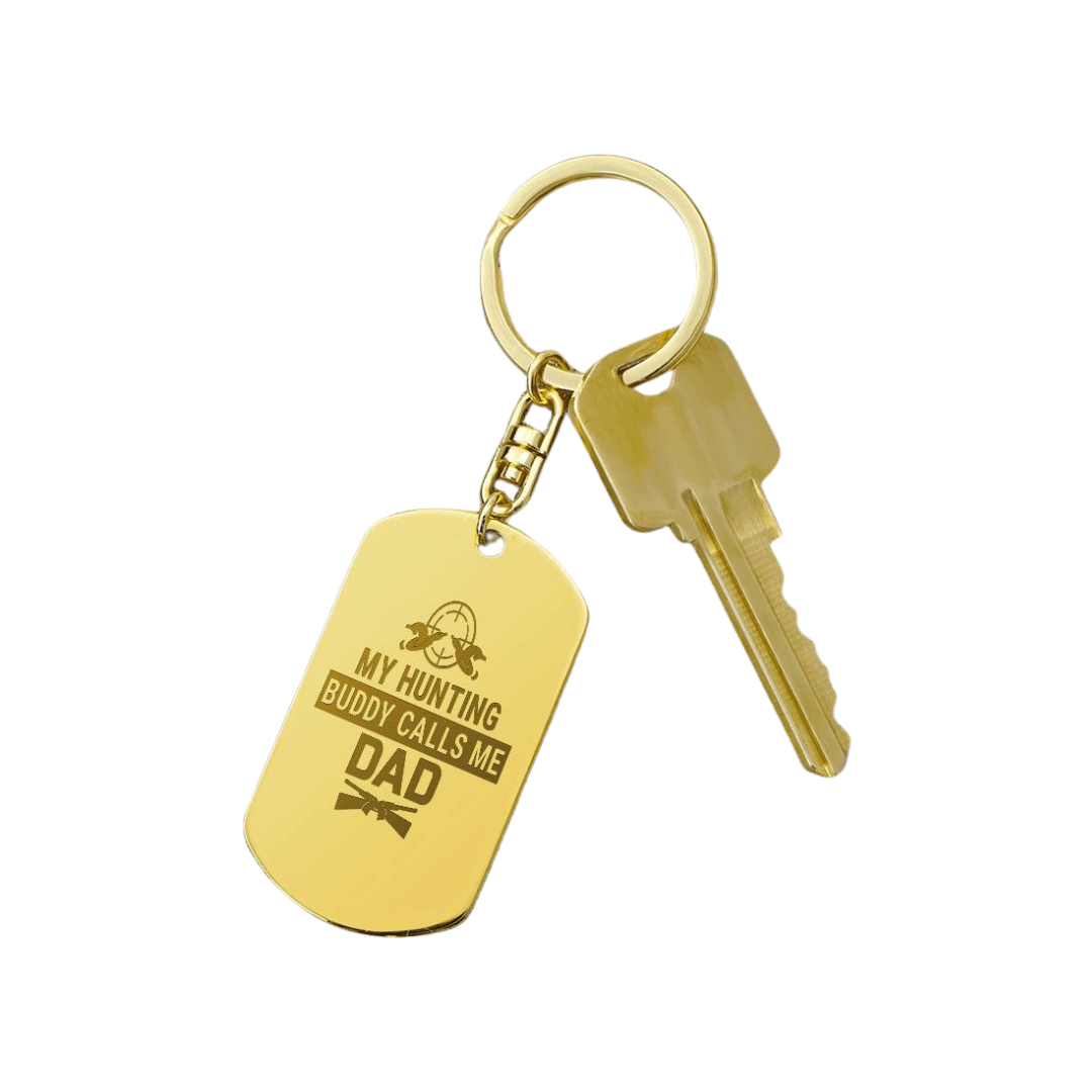 Create a unique keepsake with our Engraved Dog Tag Keychain. This high-quality stainless steel piece can be customized on the back in a scripted font, with 2 lines of text, up to 20 characters each.