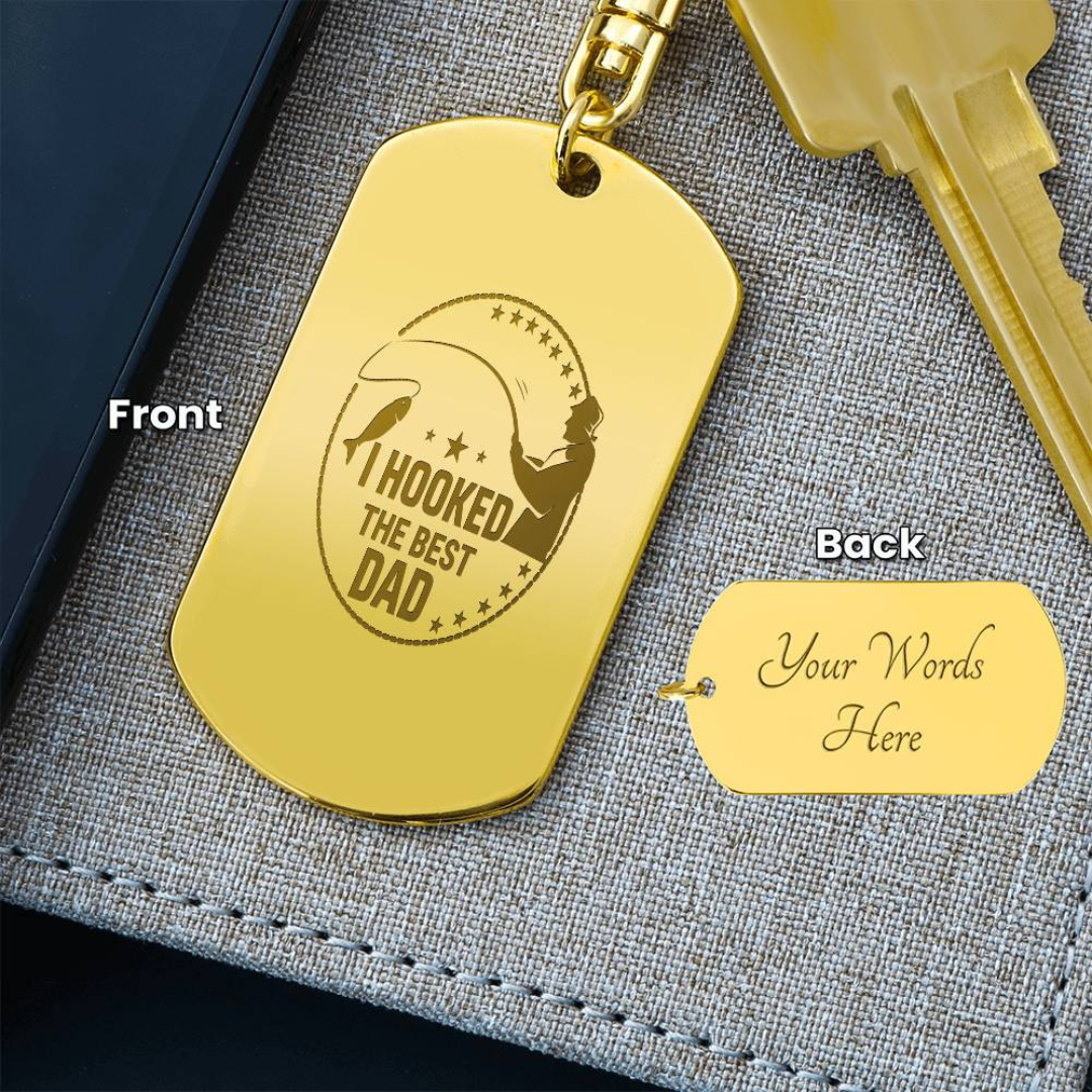 Create a unique keepsake with our Engraved Dog Tag Keychain. This high-quality stainless steel piece can be customized on the back in a scripted font, with 2 lines of text, up to 20 characters each.