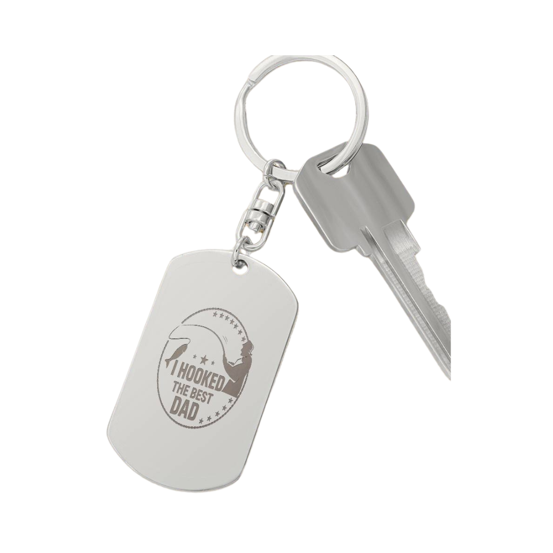 Create a unique keepsake with our Engraved Dog Tag Keychain. This high-quality stainless steel piece can be customized on the back in a scripted font, with 2 lines of text, up to 20 characters each.