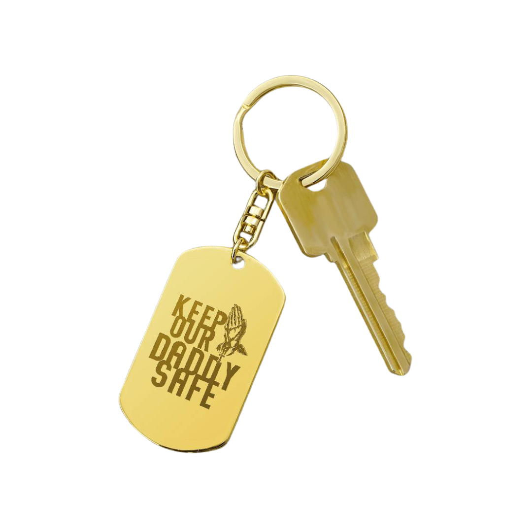 Create a unique keepsake with our Engraved Dog Tag Keychain. This high-quality stainless steel piece can be customized on the back in a scripted font, with 2 lines of text, up to 20 characters each.