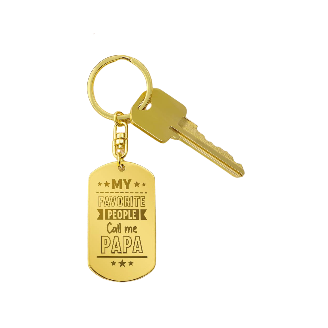 Create a unique keepsake with our Engraved Dog Tag Keychain. This high-quality stainless steel piece can be customized on the back in a scripted font, with 2 lines of text, up to 20 characters each.