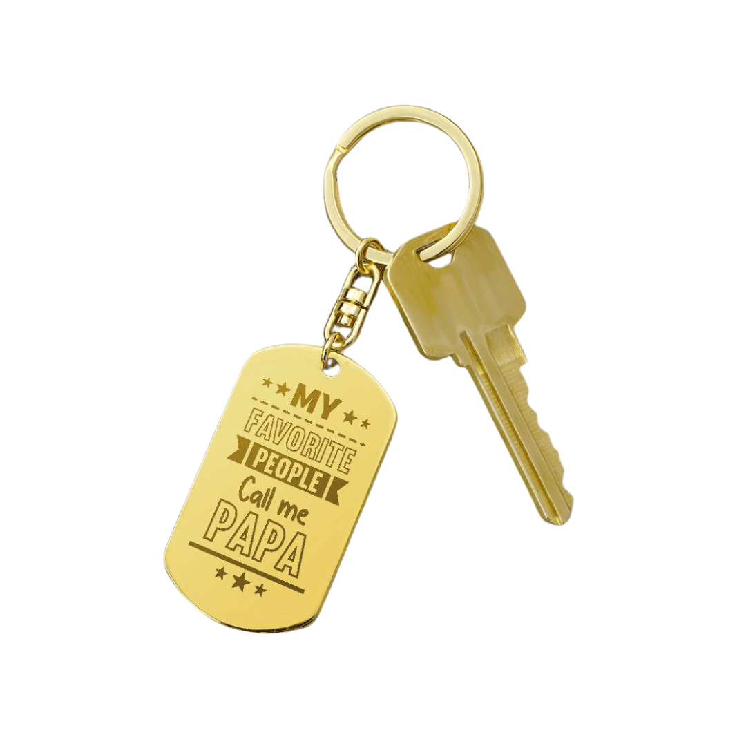 Create a unique keepsake with our Engraved Dog Tag Keychain. This high-quality stainless steel piece can be customized on the back in a scripted font, with 2 lines of text, up to 20 characters each.