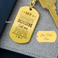Create a unique keepsake with our Engraved Dog Tag Keychain. This high-quality stainless steel piece can be customized on the back in a scripted font, with 2 lines of text, up to 20 characters each.