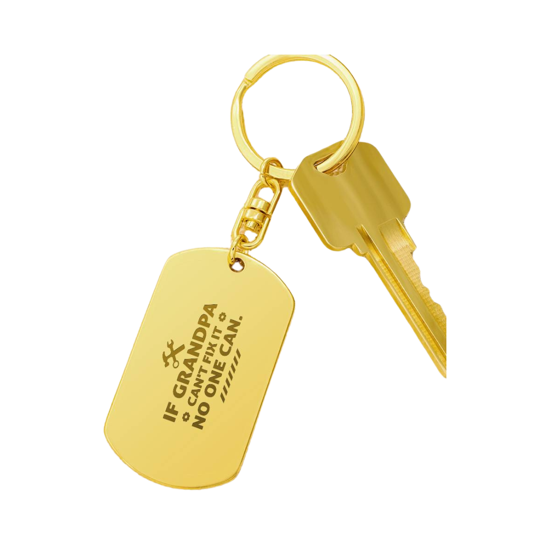 Create a unique keepsake with our Engraved Dog Tag Keychain. This high-quality stainless steel piece can be customized on the back in a scripted font, with 2 lines of text, up to 20 characters each.
