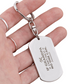 Create a unique keepsake with our Engraved Dog Tag Keychain. This high-quality stainless steel piece can be customized on the back in a scripted font, with 2 lines of text, up to 20 characters each.