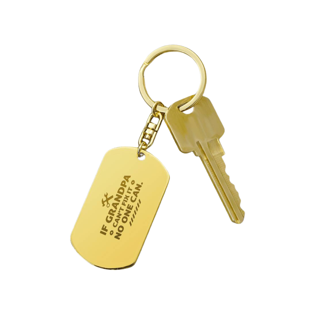 Create a unique keepsake with our Engraved Dog Tag Keychain. This high-quality stainless steel piece can be customized on the back in a scripted font, with 2 lines of text, up to 20 characters each.