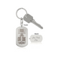 Create a unique keepsake with our Engraved Dog Tag Keychain. This high-quality stainless steel piece can be customized on the back in a scripted font, with 2 lines of text, up to 20 characters each.
