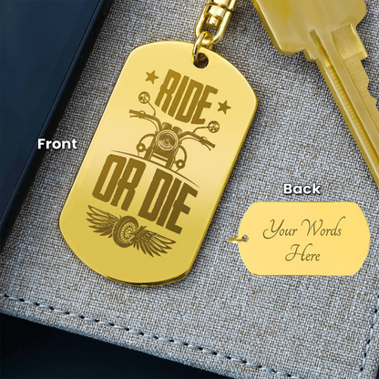 Create a unique keepsake with our Engraved Dog Tag Keychain. This high-quality stainless steel piece can be customized on the back in a scripted font, with 2 lines of text, up to 20 characters each.