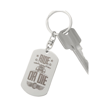 Create a unique keepsake with our Engraved Dog Tag Keychain. This high-quality stainless steel piece can be customized on the back in a scripted font, with 2 lines of text, up to 20 characters each.