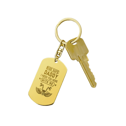 Create a unique keepsake with our Engraved Dog Tag Keychain. This high-quality stainless steel piece can be customized on the back in a scripted font, with 2 lines of text, up to 20 characters each.
