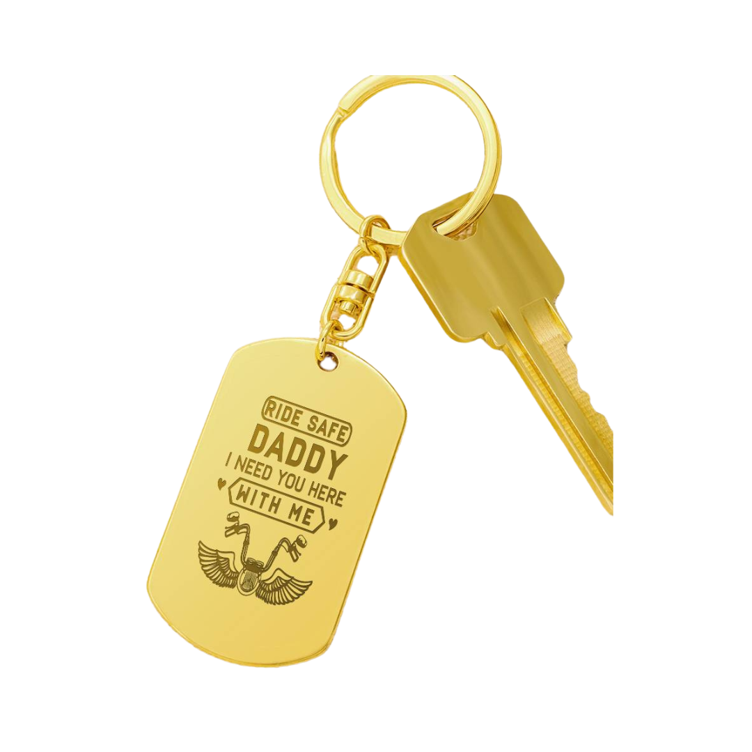 Create a unique keepsake with our Engraved Dog Tag Keychain. This high-quality stainless steel piece can be customized on the back in a scripted font, with 2 lines of text, up to 20 characters each.