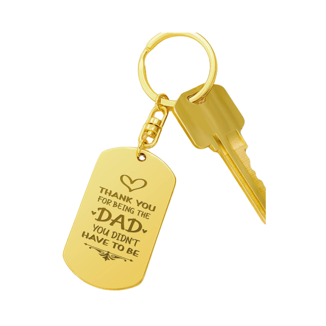 Create a unique keepsake with our Engraved Dog Tag Keychain. This high-quality stainless steel piece can be customized on the back in a scripted font, with 2 lines of text, up to 20 characters each.