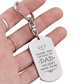 Create a unique keepsake with our Engraved Dog Tag Keychain. This high-quality stainless steel piece can be customized on the back in a scripted font, with 2 lines of text, up to 20 characters each.