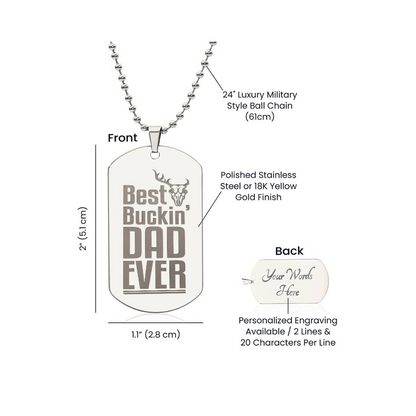 Surprise your loved one by giving them this unique and eye catching Engraved Dog Tag Necklace! It's a classic, yet stylish statement piece that is sure to spark conversation.