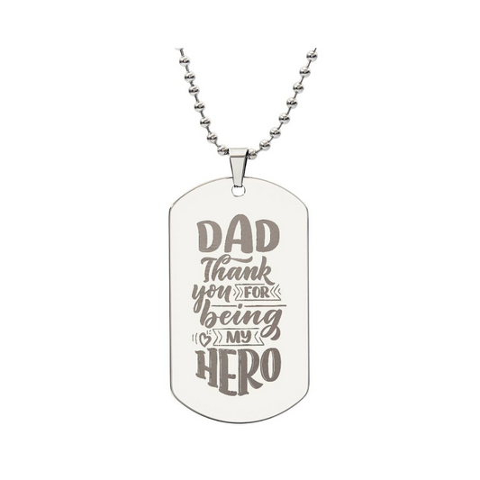 Surprise your loved one by giving them this unique and eye catching Engraved Dog Tag Necklace! It's a classic, yet stylish statement piece that is sure to spark conversation.