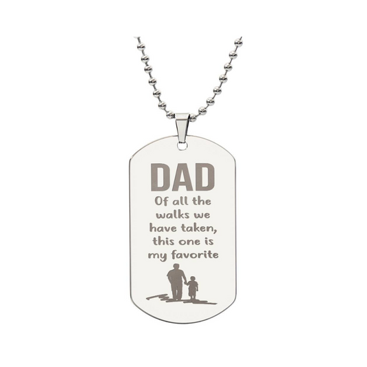 Surprise your loved one by giving them this unique and eye catching Engraved Dog Tag Necklace! It's a classic, yet stylish statement piece that is sure to spark conversation.