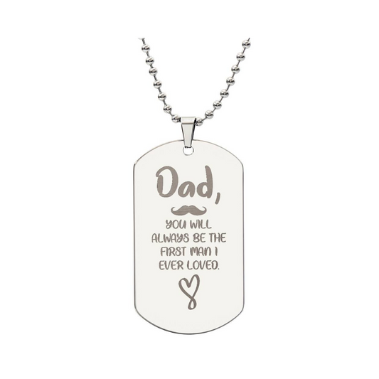 Surprise your loved one by giving them this unique and eye catching Engraved Dog Tag Necklace! It's a classic, yet stylish statement piece that is sure to spark conversation.
