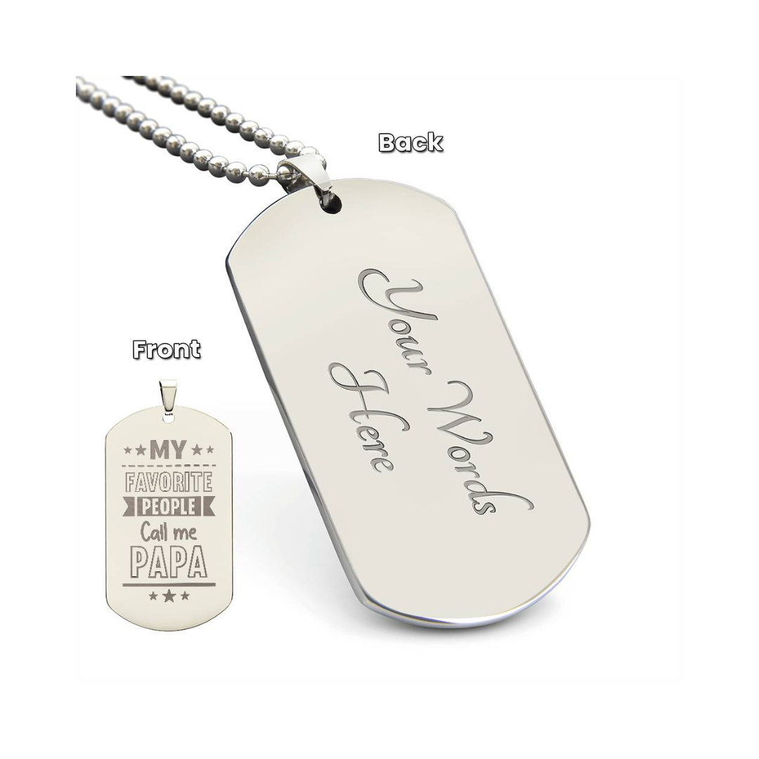 Surprise your loved one by giving them this unique and eye catching Engraved Dog Tag Necklace! It's a classic, yet stylish statement piece that is sure to spark conversation.