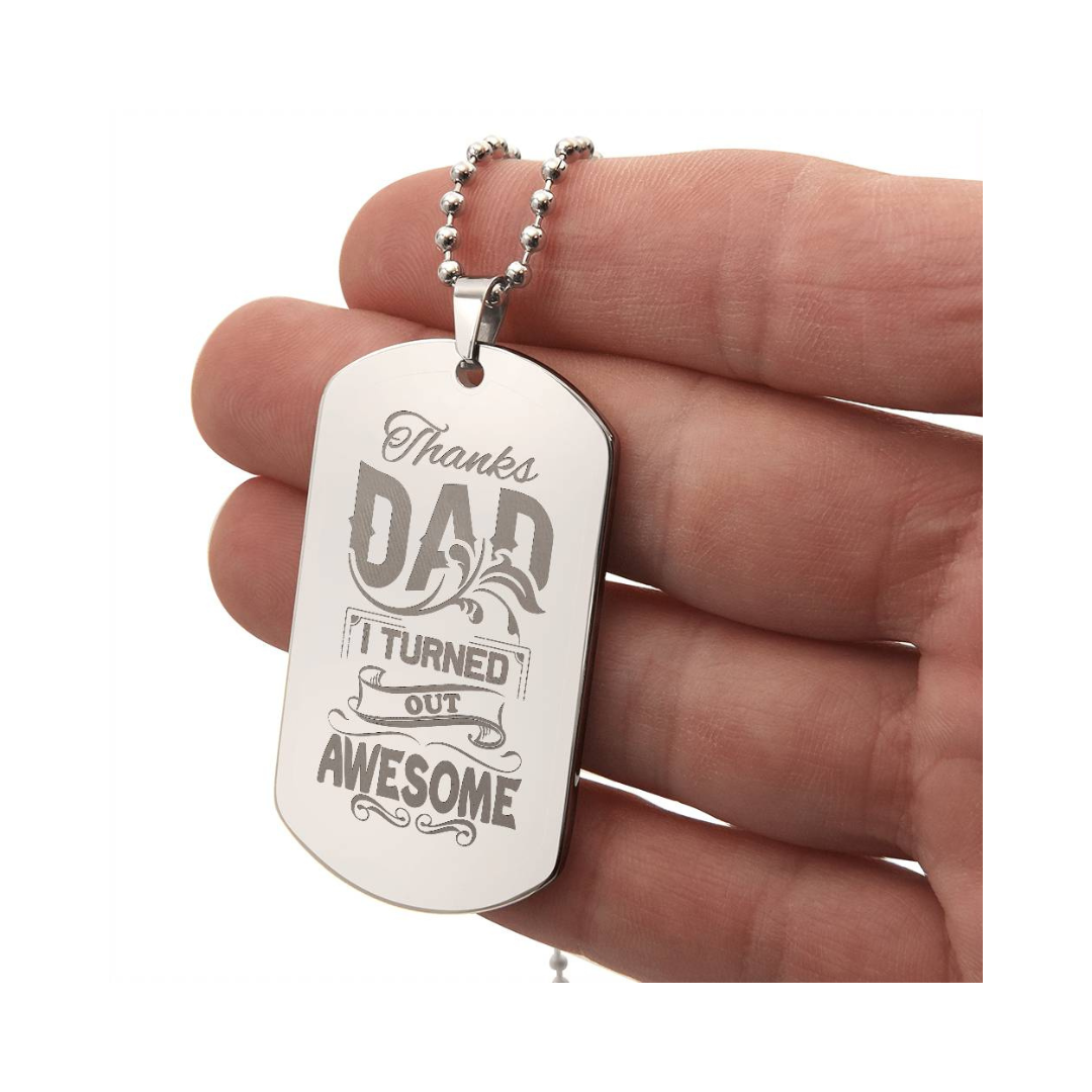 Surprise your loved one by giving them this unique and eye catching Engraved Dog Tag Necklace! It's a classic, yet stylish statement piece that is sure to spark conversation.