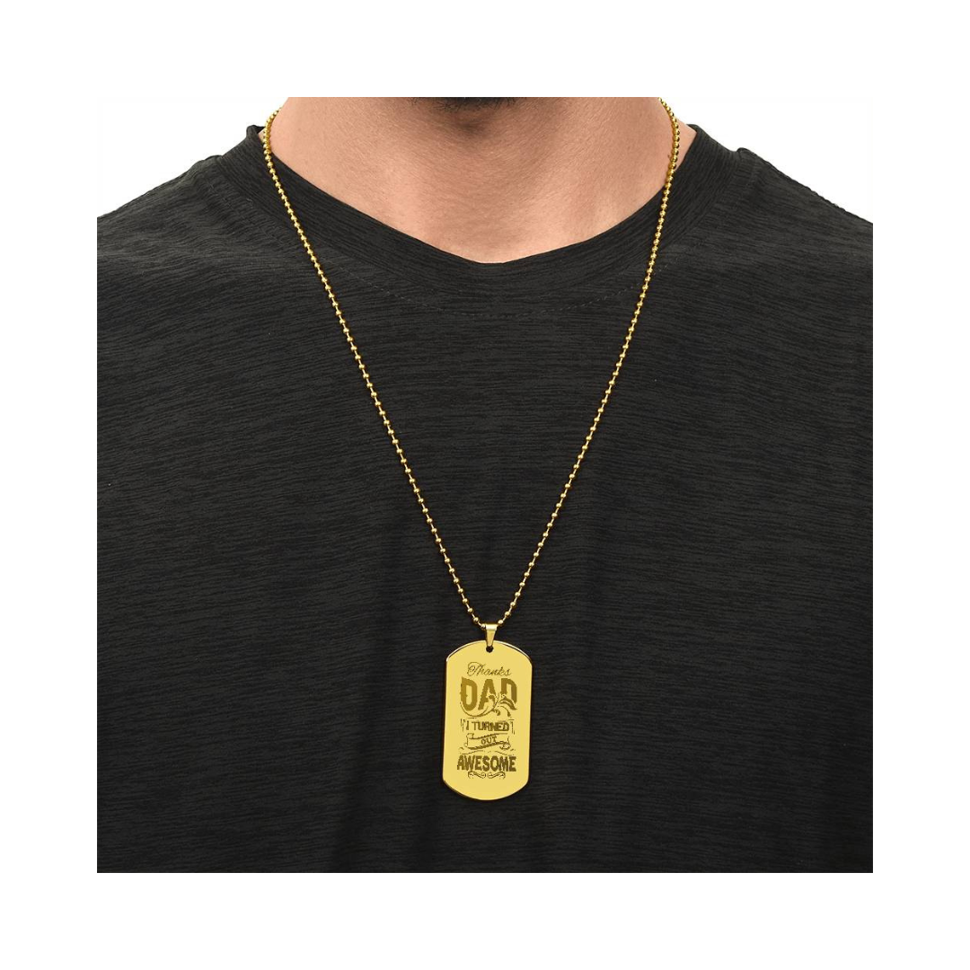 Surprise your loved one by giving them this unique and eye catching Engraved Dog Tag Necklace! It's a classic, yet stylish statement piece that is sure to spark conversation.