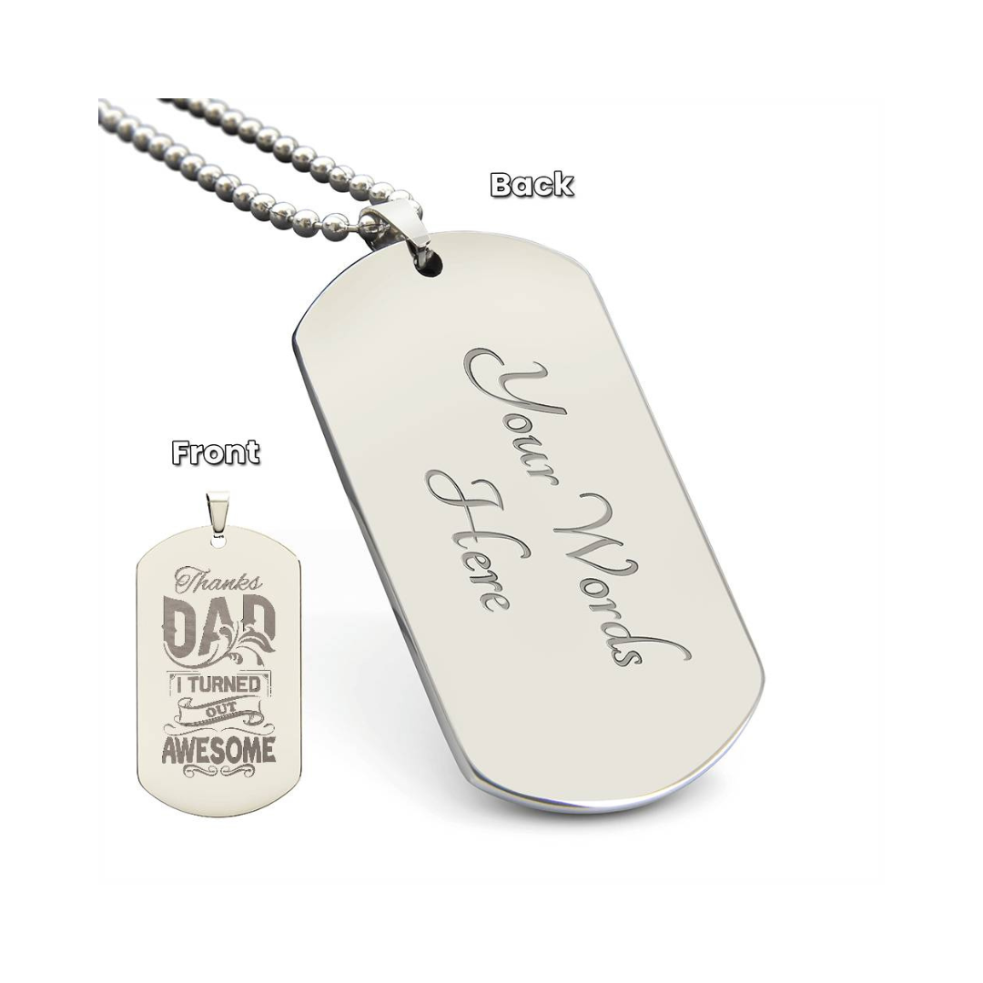 Surprise your loved one by giving them this unique and eye catching Engraved Dog Tag Necklace! It's a classic, yet stylish statement piece that is sure to spark conversation.