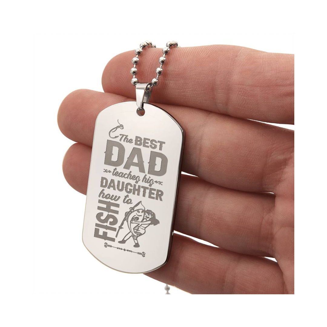 Engraved Dog Tag Necklace - The Best Dad Teaches His Daughter How To Fight