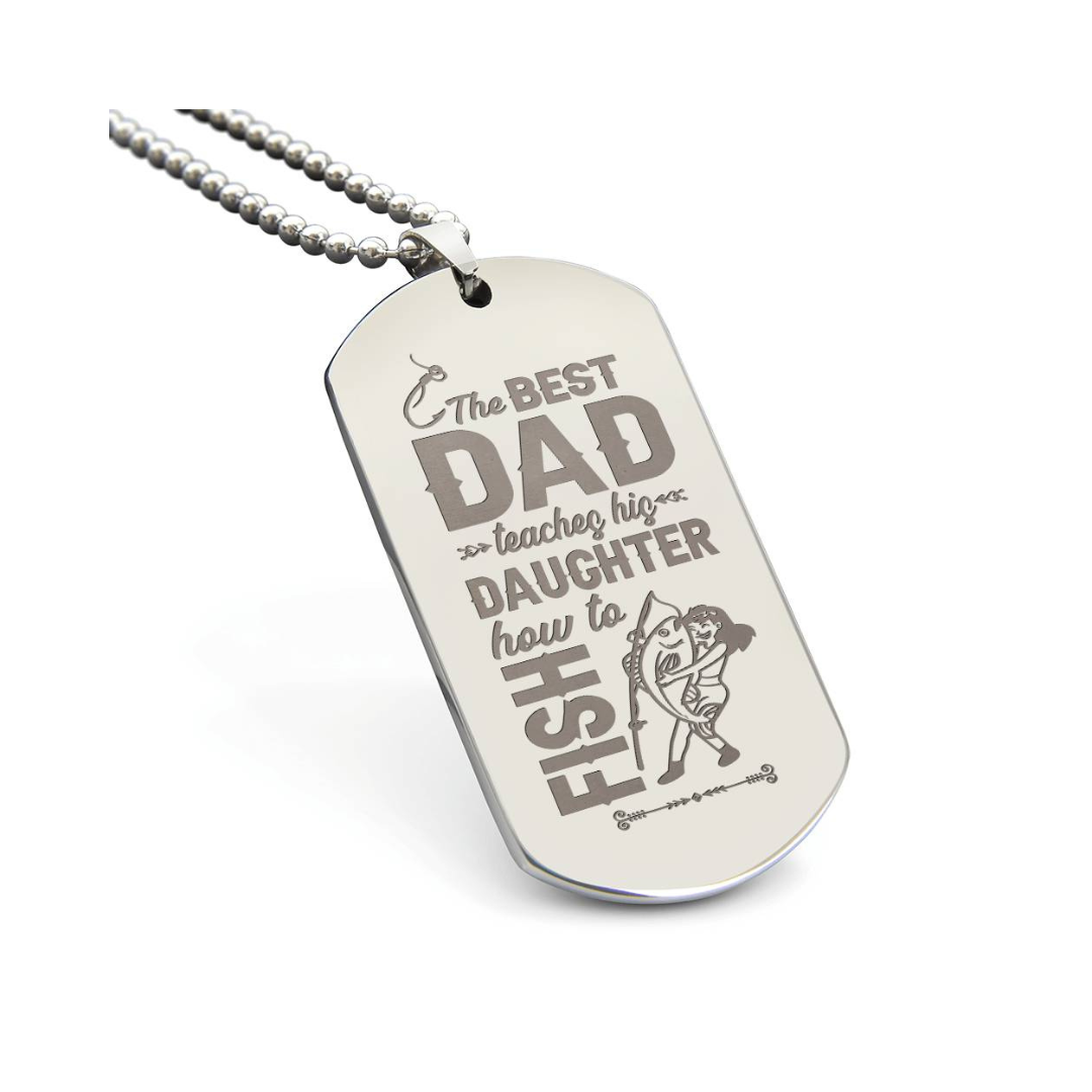 Engraved Dog Tag Necklace - The Best Dad Teaches His Daughter How To Fight