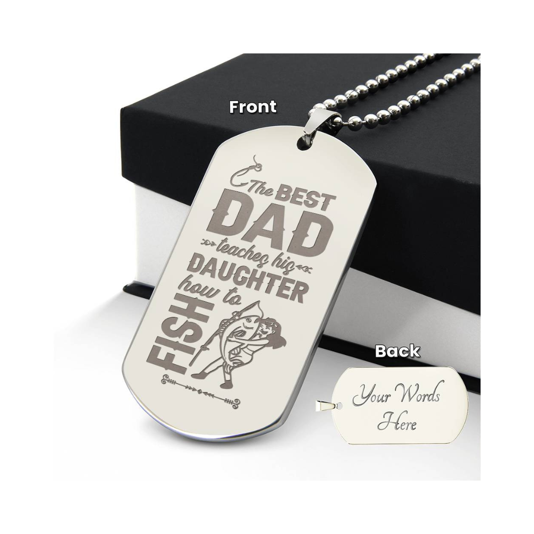 Engraved Dog Tag Necklace - The Best Dad Teaches His Daughter How To Fight