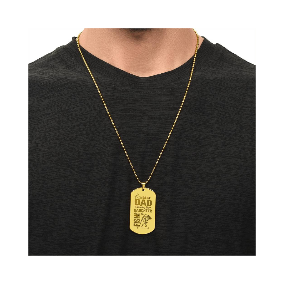 Engraved Dog Tag Necklace - The Best Dad Teaches His Daughter How To Fight