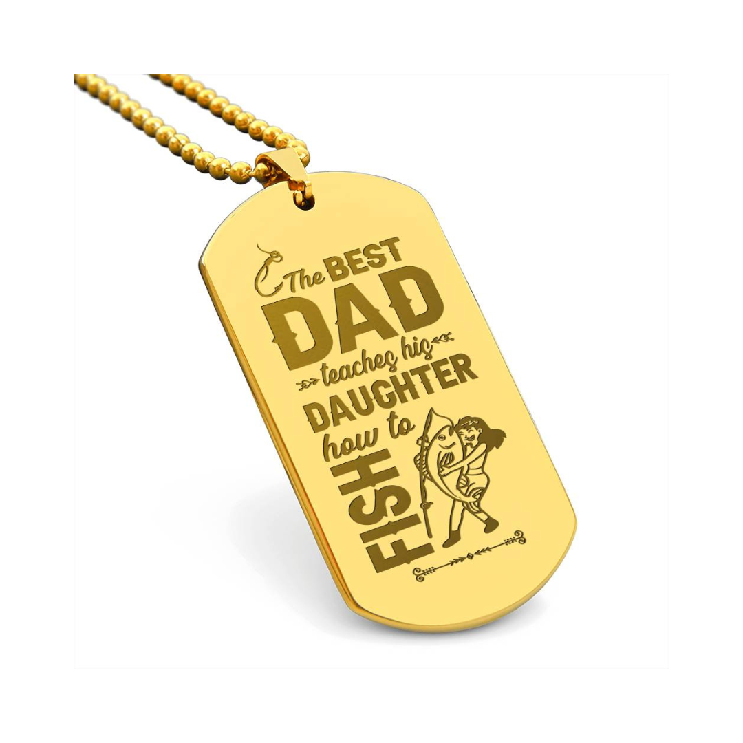 Engraved Dog Tag Necklace - The Best Dad Teaches His Daughter How To Fight