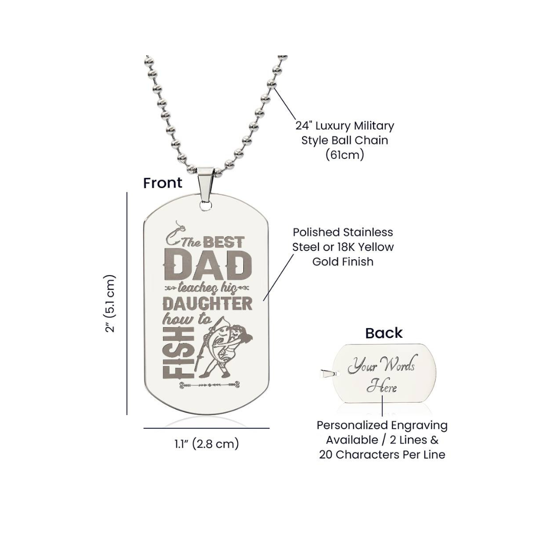 Engraved Dog Tag Necklace - The Best Dad Teaches His Daughter How To Fight