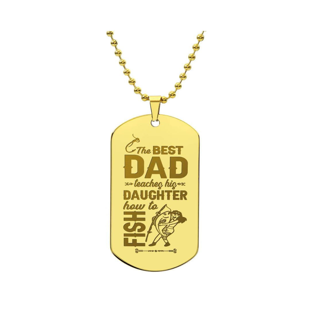 Engraved Dog Tag Necklace - The Best Dad Teaches His Daughter How To Fight
