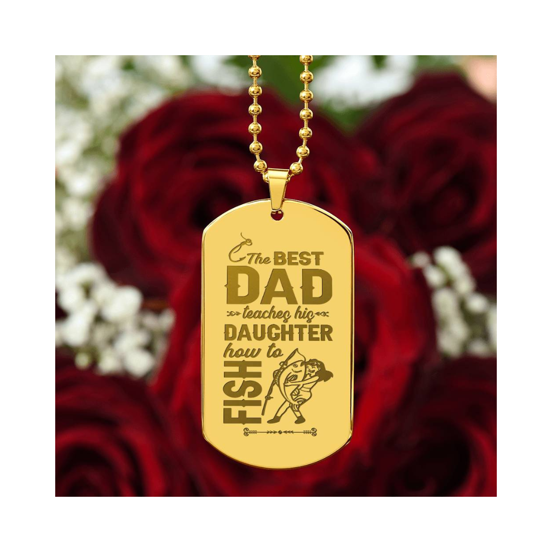 Engraved Dog Tag Necklace - The Best Dad Teaches His Daughter How To Fight