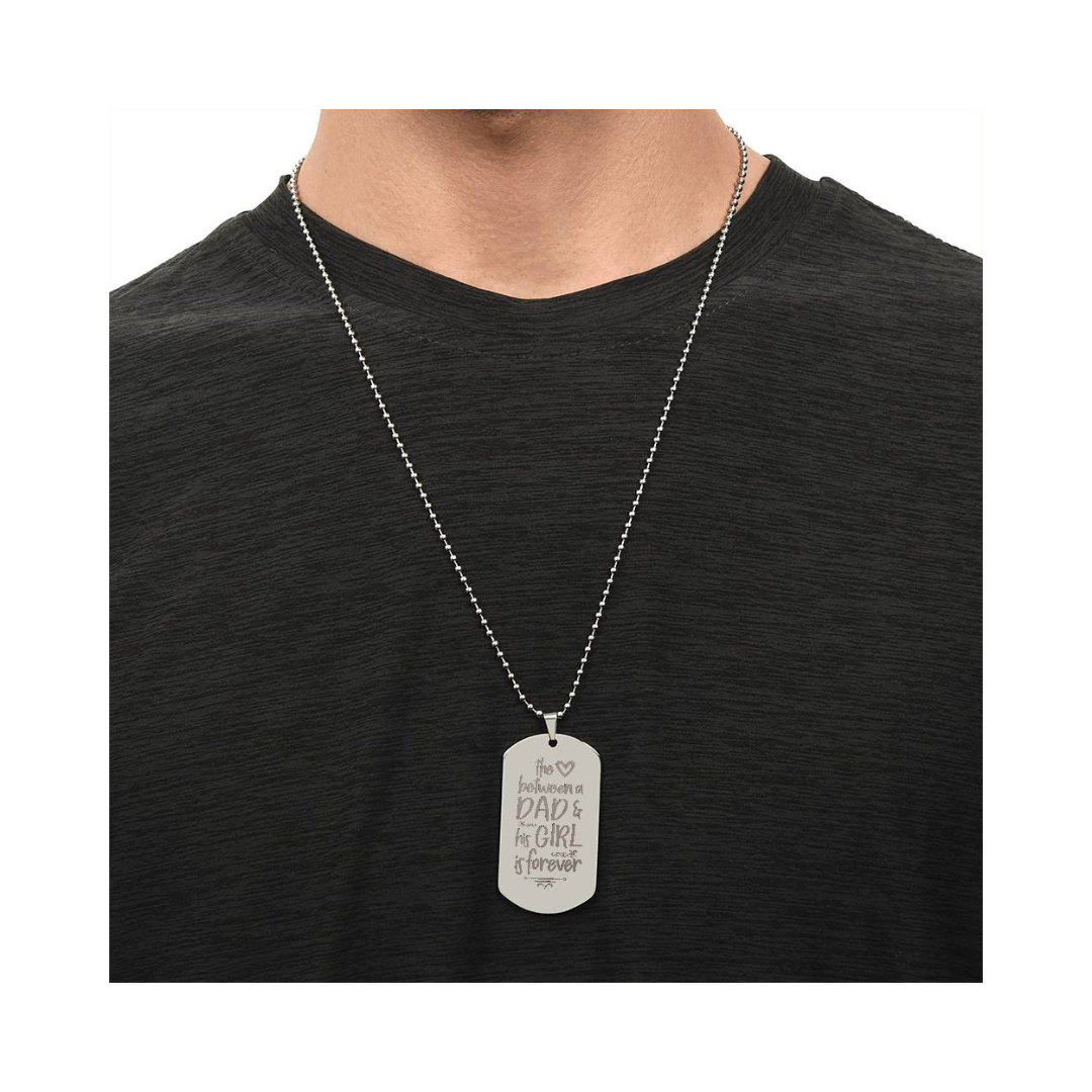 Surprise your loved one by giving them this unique and eye catching Engraved Dog Tag Necklace! It's a classic, yet stylish statement piece that is sure to spark conversation.