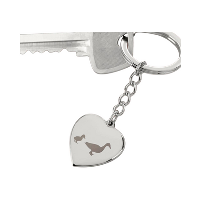 Engraved Heart Keychain - Mama Duck With Duckling
