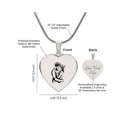 Collier Coeur Gravé Personnalisé - Couple Roi &amp; Reine