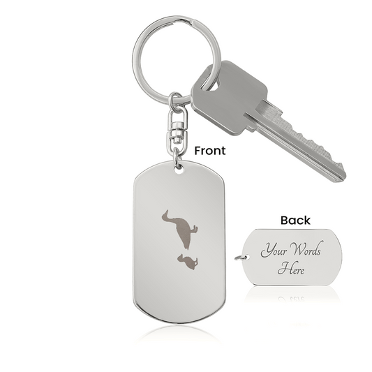 Engraved Dog Tag Keychain - Duck With Duckling