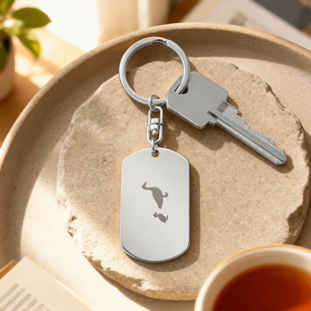 Engraved Dog Tag Keychain - Duck With Duckling