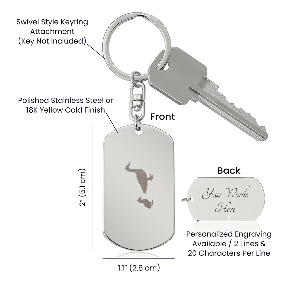 Engraved Dog Tag Keychain - Duck With Duckling