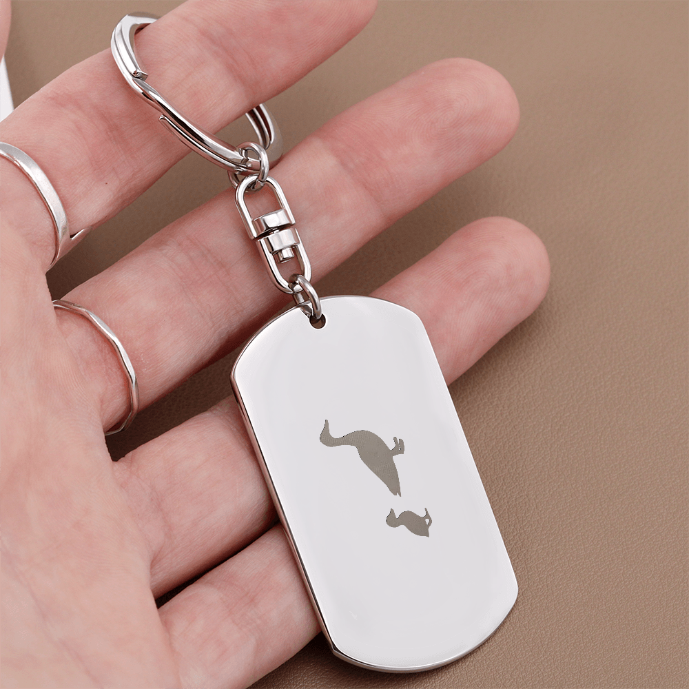 Engraved Dog Tag Keychain - Duck With Duckling